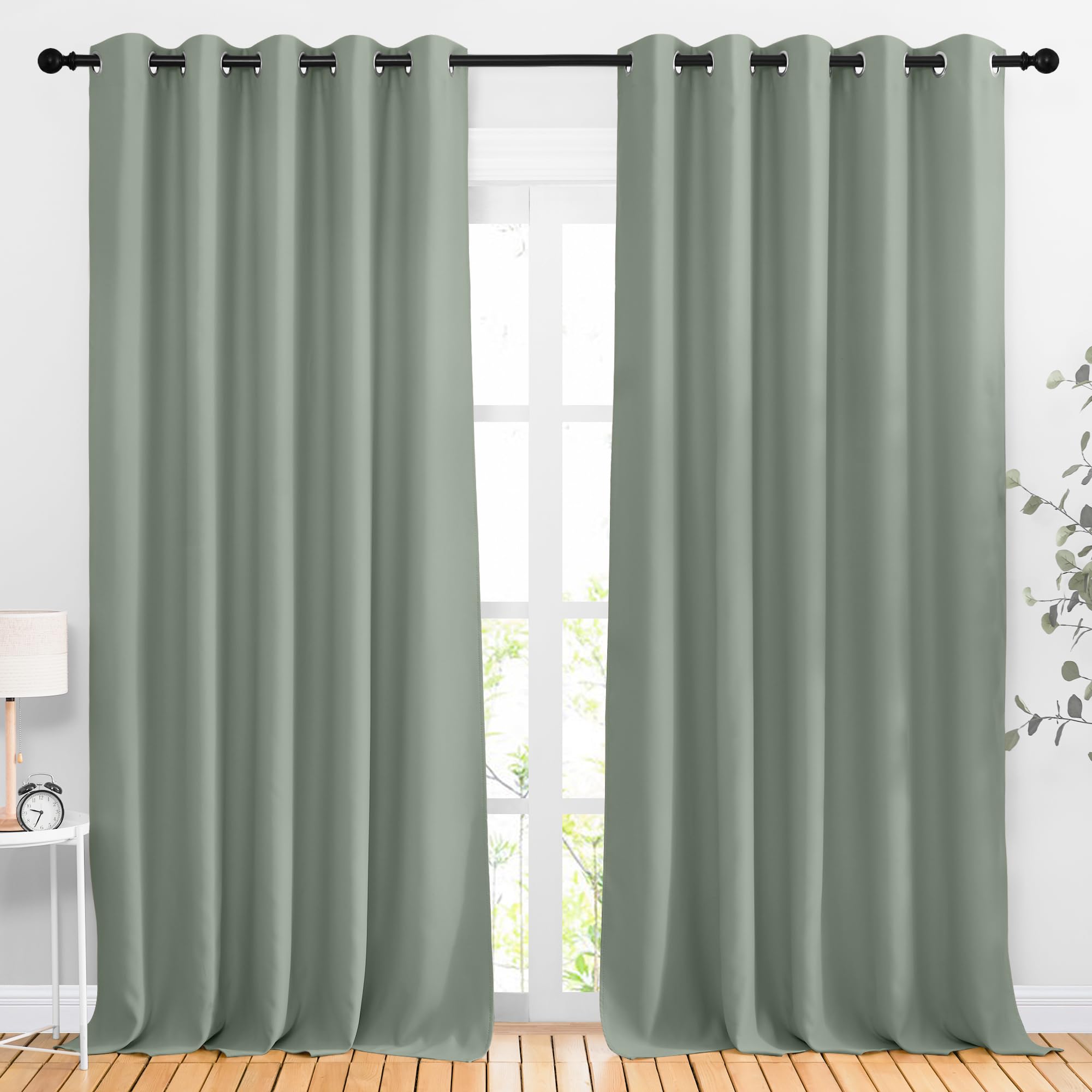 NICETOWN Blackout Large Bedroom Curtains 90 inches Long - Room Dividers Thermal Insulated Sound Dampening Grommet Window Treatments for Living Room (