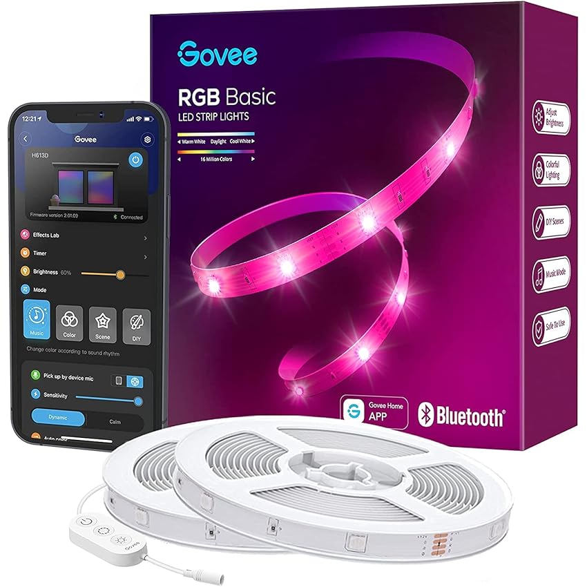 Immagine del prodotto Govee Striscia LED 20 Metri, Striscia LED RGB Bluetooth con Controllo App, 64 Scene e Sync Musicale, 16 Milioni di Colori Smart Led Striscia, Luci LED Camera da Letto, Soggiorno, Cucina, Festa, Bar