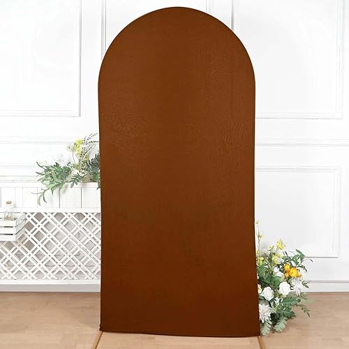 Vista 109 de Efavormart - Marco de fondo redondo de elastano de 7 pies, cubierta de arco de boda de 2 lados Blanco