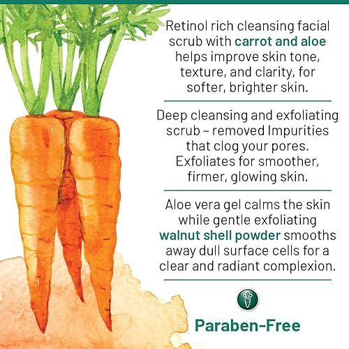 Miniatura 4 de 40 Carrots Exfoliante facial de limpieza facial de aloe de zanahoria, ayuda a mejorar el tono y la textura de la piel, consigue una piel más suave y