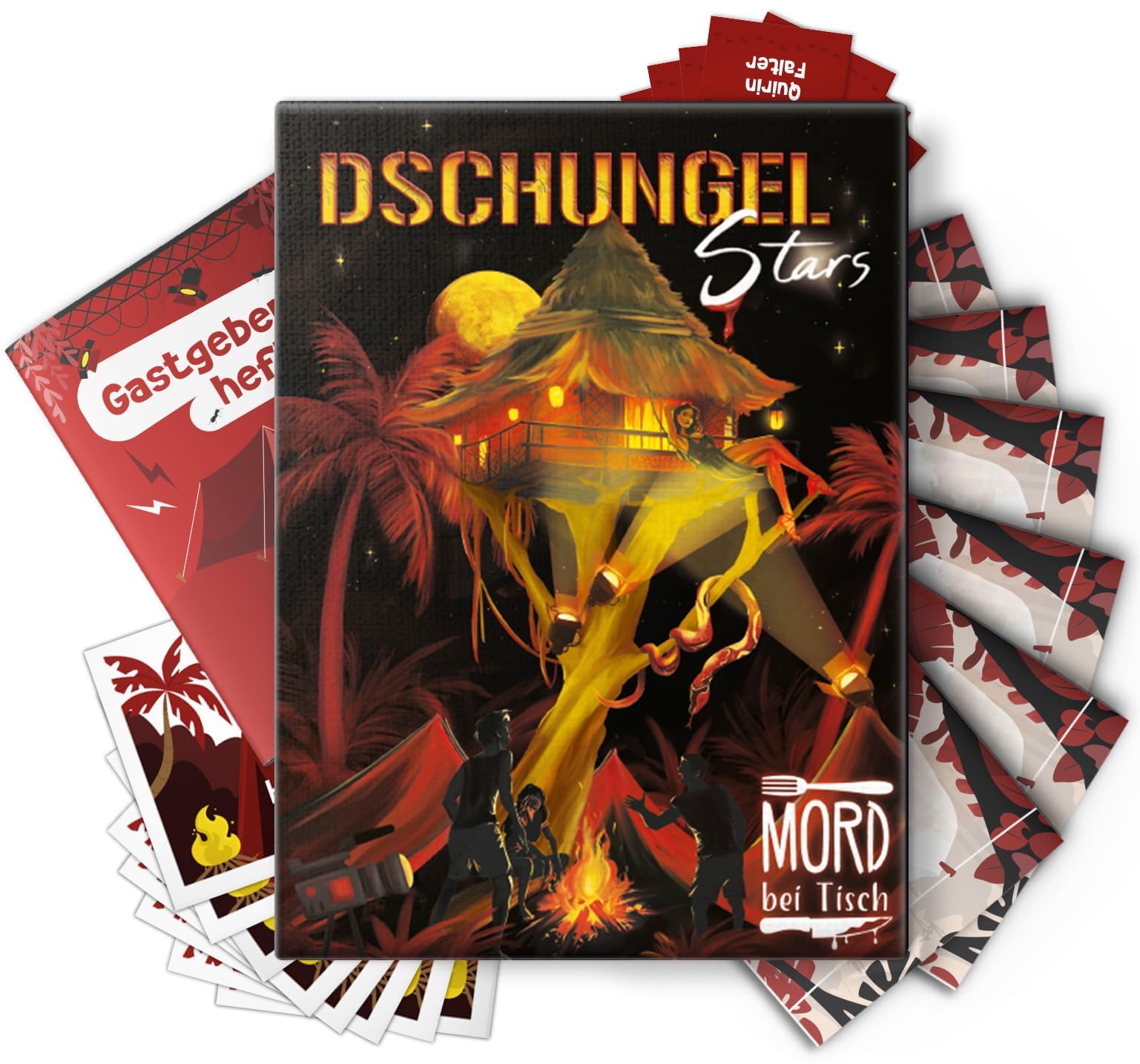 MORD bei Tisch Krimidinner für Zuhause - 4 bis 6 Personen - Der Dschungelstars Fall - Das Krimi Spiel ab 16 Jahren – Ideal als Krimi Dinner für eine mörderische Dinnerparty
