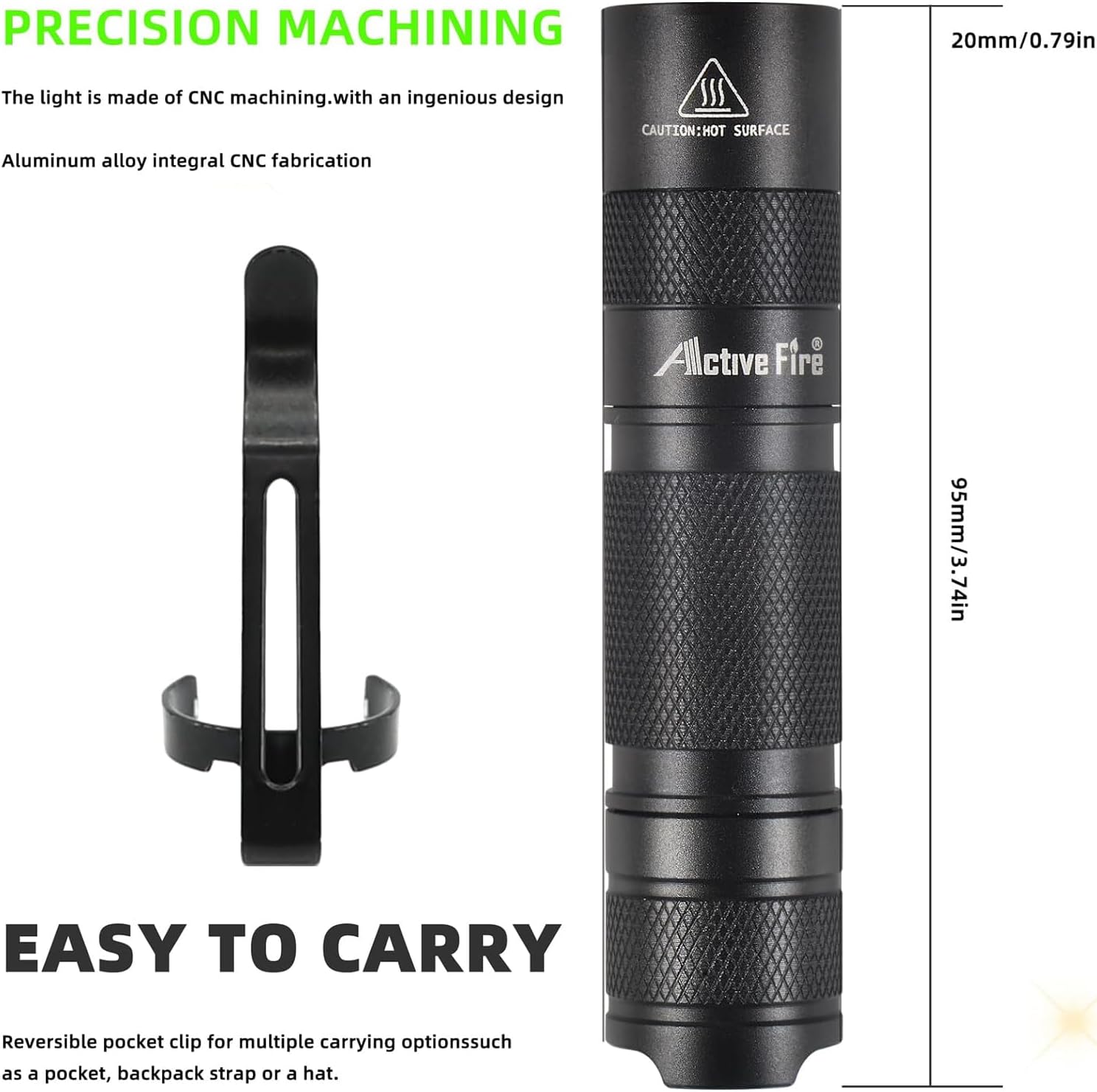 Mini AA Pen Portable LED Light, Super Bright, Waterproof Keychain Torch, Clip-on Light, Powered by AA or 14500 Batteries