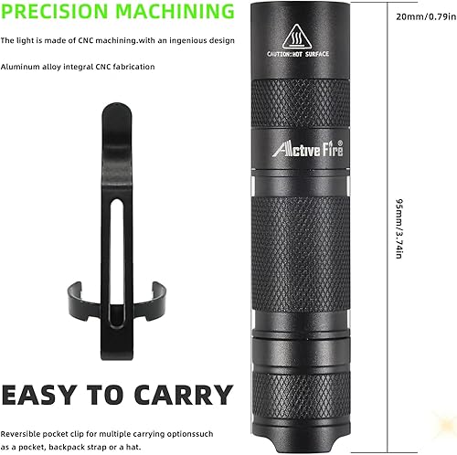 Miniatura 2 de ACTIVEFIRE Mini AA Pen luz LED portátil, súper brillante, impermeable, linterna de llavero, luz de clip, alimentado por pilas AA o 14500