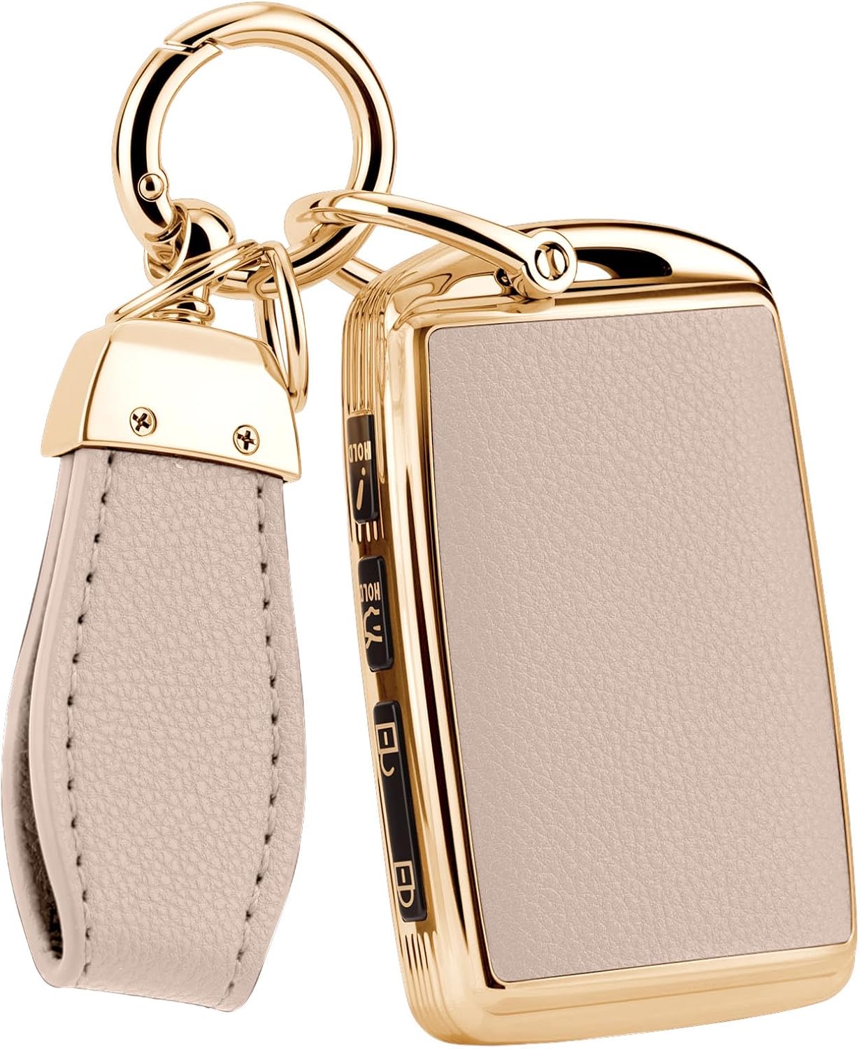 Soft Upper Leather TPU Key fob Cover Case for Mazda CX-5 CX-9 CX-30 6 Hatchback 3 Hatchback 2019-2026 with Keychain (Gold-Edged Light Pink)