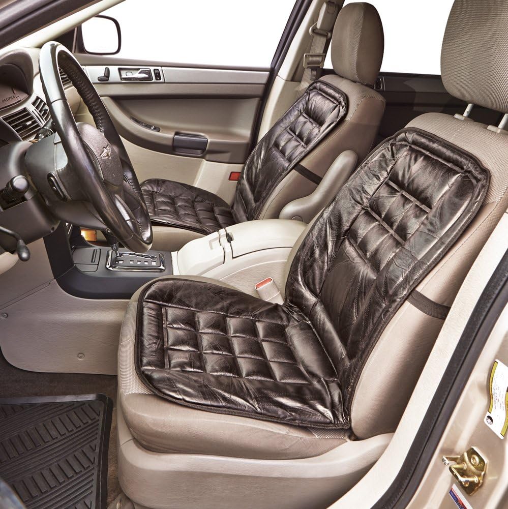 Stylish Comfortable Leather Elastic Strap Car Seat Cushion - Also Good for Office or Home, Black