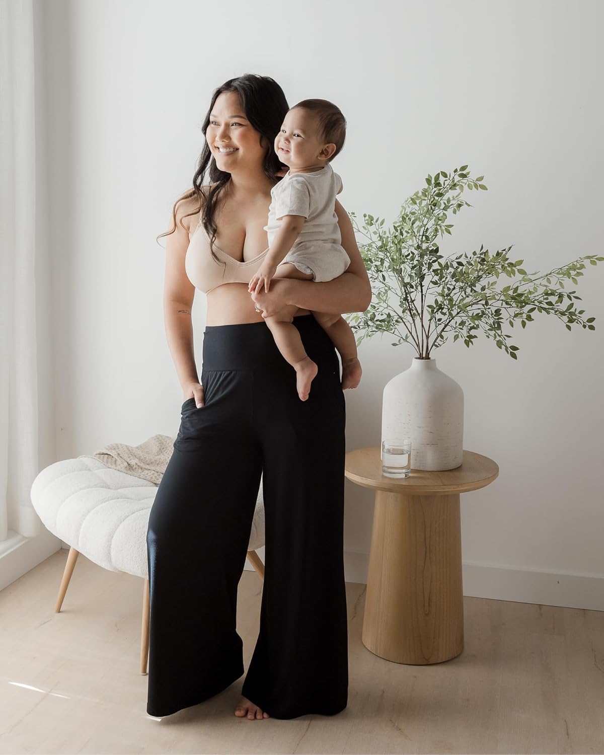 Kindred Bravely Wide Leg Maternity & Postpartum Lounge Pant, Over The Belly Pants with Pockets - Image 2