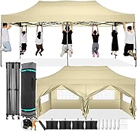 Vista 63 de COBIZI - Carpa emergente plegable de 10x20 pies con 6 paredes laterales, carpa resistente UPF 50+ para todas las estaciones, resistente al viento