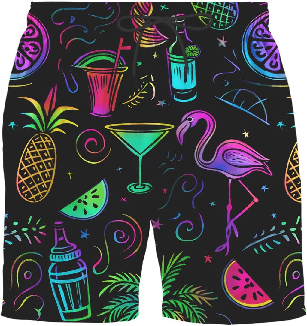 Men's Button Shirt Beach Shorts Set, Hawaiian Short Sleeve Shirt Quick Dry Beach Shorts 2 Pcs with Bucket Hat