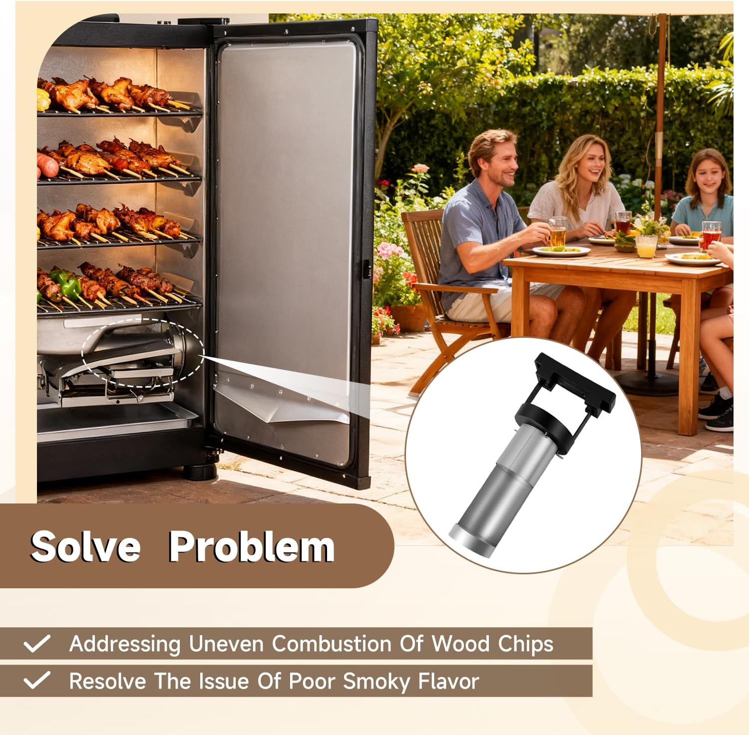 Wood Chip Loader Compatible With Masterbuilt Digital Electric Smokers MB20071117 MB20072918 MB20070924 MB20071418 MB20070619 Replace#: 9007160005, Diameter Version 2"