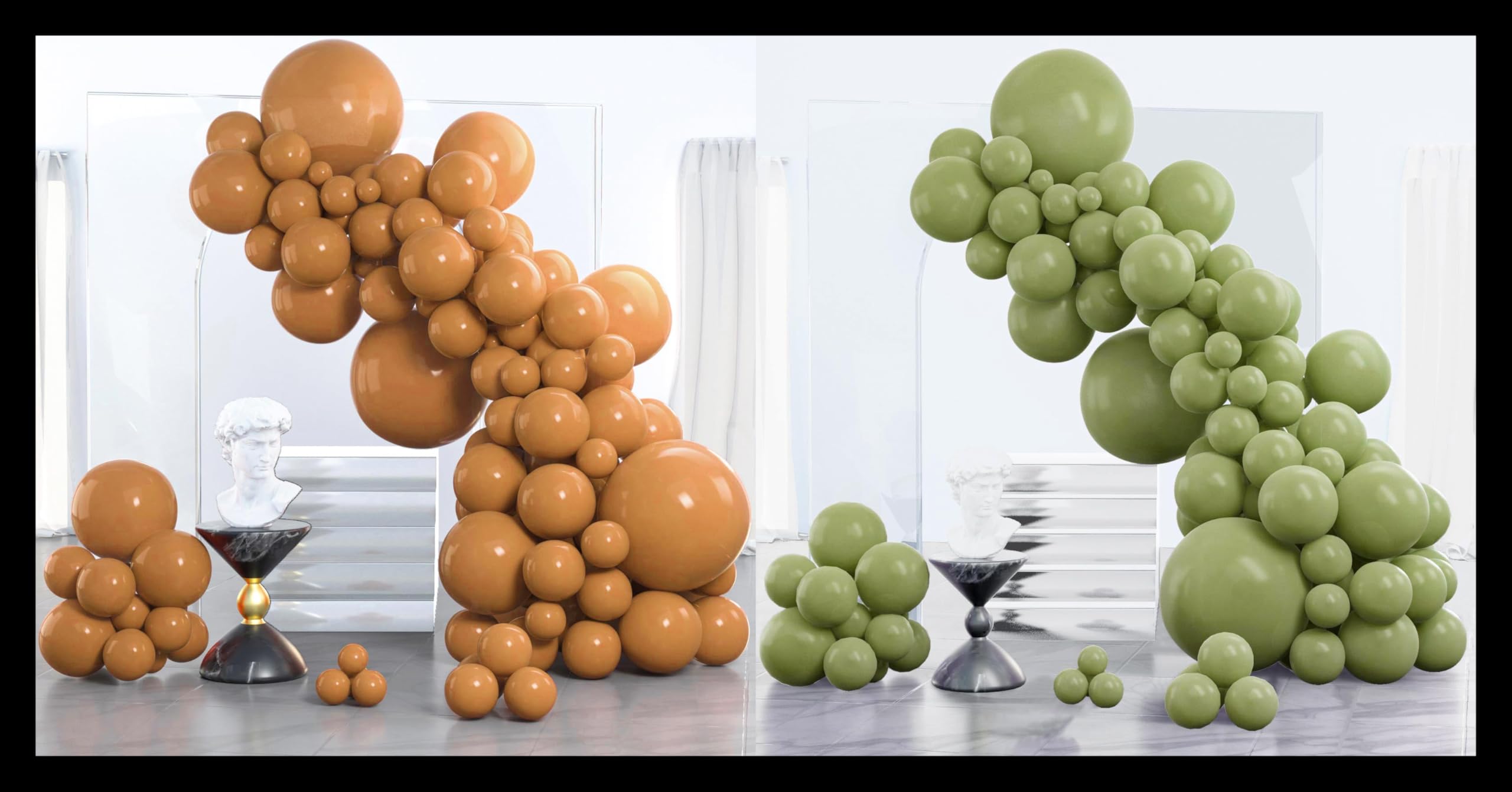 PartyWoo Caramel Brown Balloons 85 pcs and PartyWoo Sage Green Balloons 85 pcs