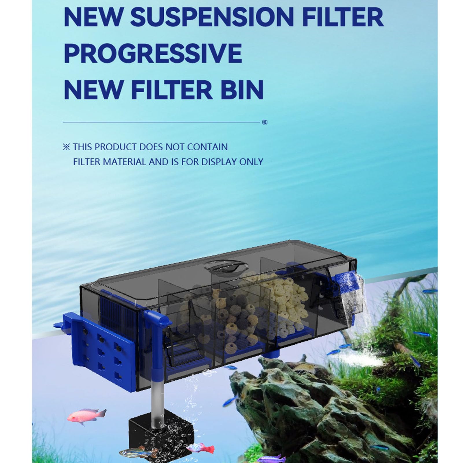 Luocute Aquariumfilter, Externer Filter für Aquarium Double Suspension Wasserfall Progressive Filtrationssystem Fischtank Am Filter Hängen (EU-Stecker 220V)