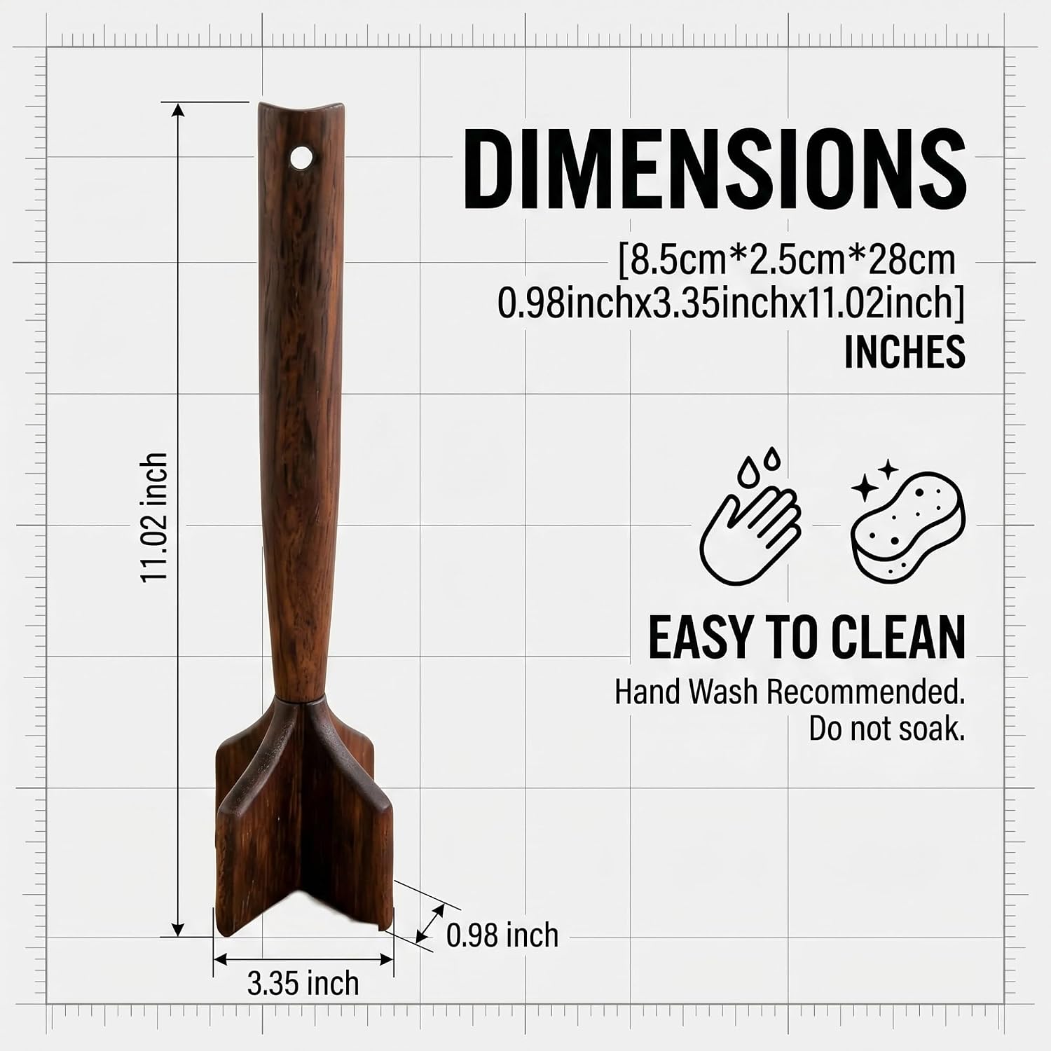 Wooden Ground Beef Masher, Heavy Duty Meat Chopper for Ground Beef, Generic Wooden Meat Chopper Potato Masher for Nonstick Cookware Solid Kitchen Tool for Tacos Chili Sausage(3pcs)