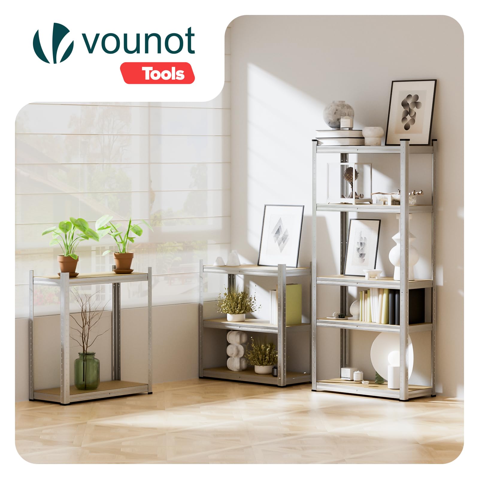 vounot® Lot de 2 Étagère de Rangement 70x30x150cm en Acier Galvanisé à 5 Niveaux Etagère Charge Lourde Tablette Ajustable Charge Max 875kg Idéal pour Rangement de Garage Atelier Cuisine