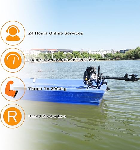 Miniatura 6 de Motor fuera de borda de 4 tiempos 7.5 hp 196cc Motores fuera de borda Manual de reversa, con cubierta fuera de borda