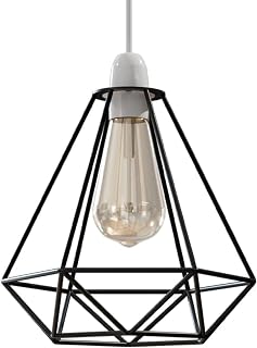 DC VOLTAGE Black Ceiling Light Wire Basket Metal Basket Pendant Lighting Ceiling Light Shade,Black Pendant Light Industrial Style Light for Indoor Kitchen Islands Living Room
