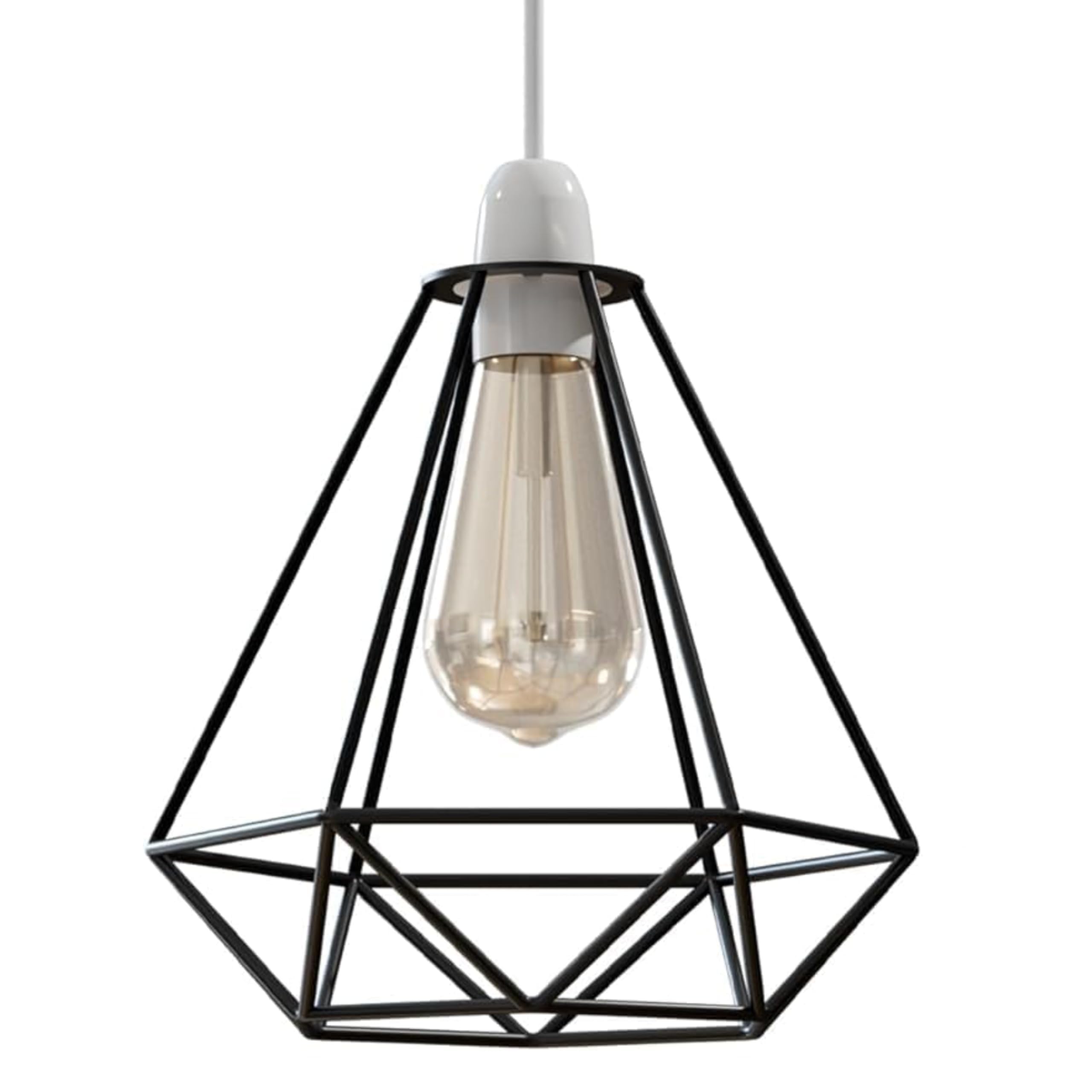 DC VOLTAGE Black Ceiling Light Wire Basket Metal Basket Pendant Lighting Ceiling Light Shade,Black Pendant Light Industrial Style Light for Indoor Kitchen Islands Living Room โ image 1