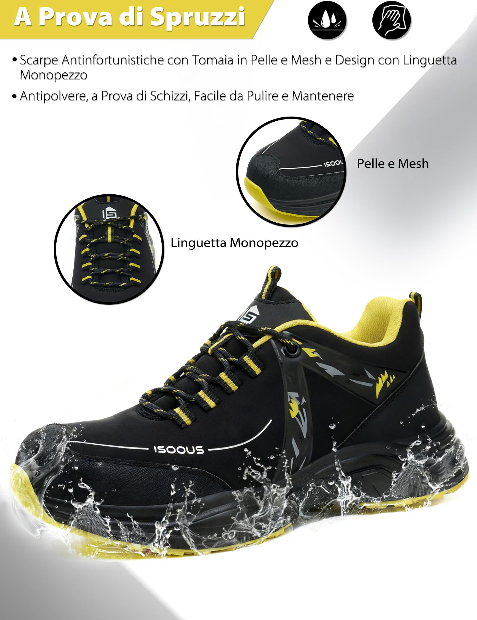 ISOOUS Scarpe Antinfortunistiche Uomo Scarpe da Lavoro Donna Leggere | Comode Scarpe da Sicurezza con Punta in Acciaio Antiscivolo Traspiranti Scarpe da Cantiere Sneaker Unisex