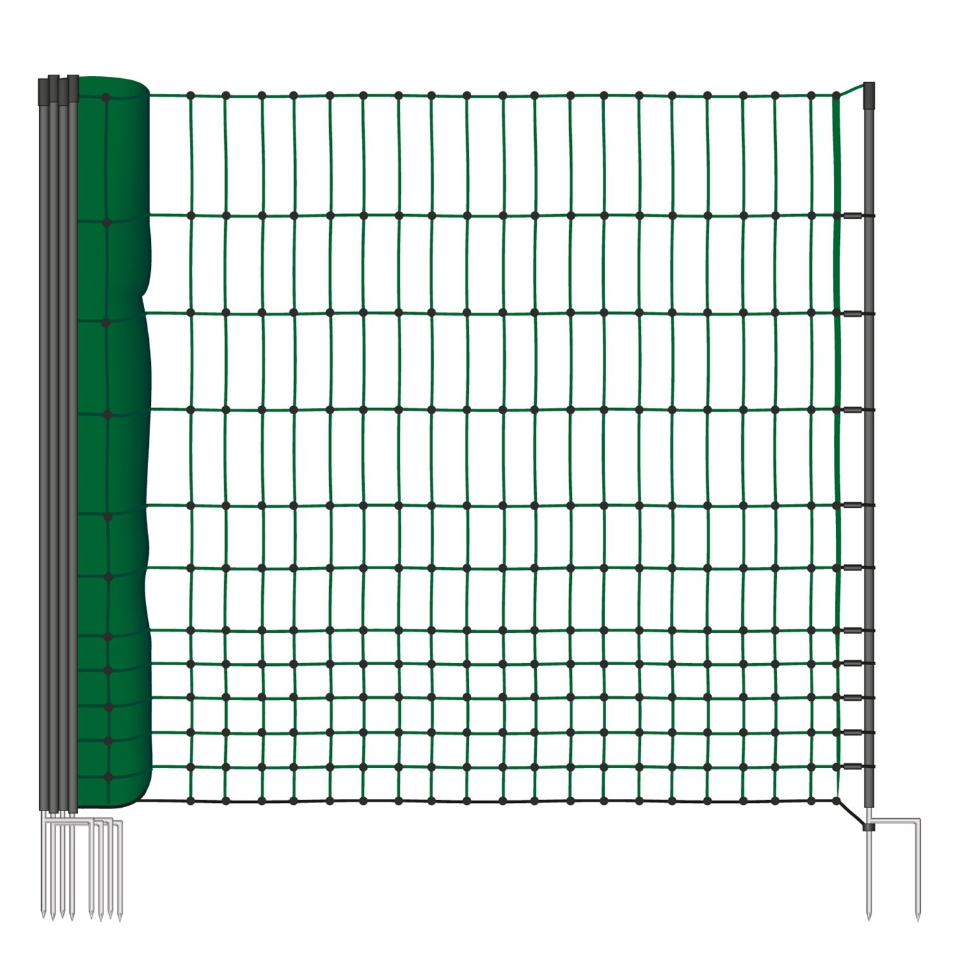 Kerbl 292219 Geflügelnetz 25 m, 112 cm Doppelspitze, ohne Strom, grün