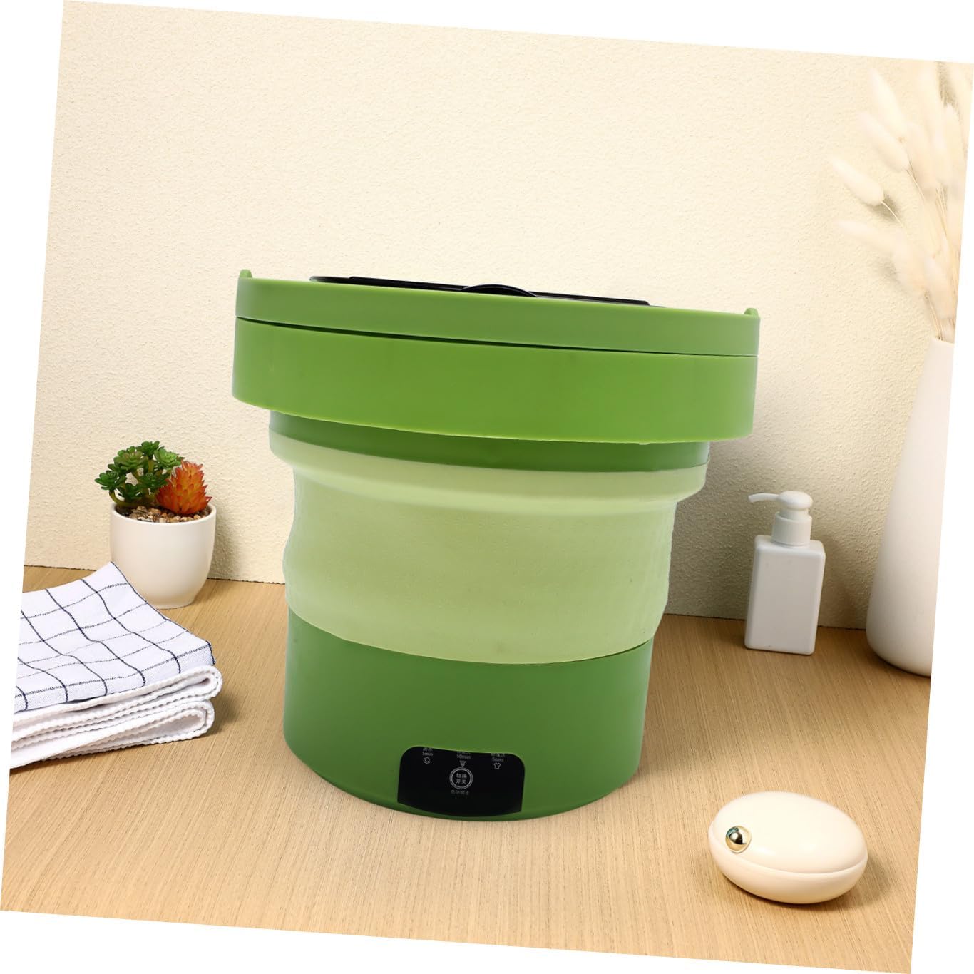 Portable Washer 6l Foldable Small Washing Machine with US Plug for Camping Travel and Apartment Use, Portable Clothes Washer Machine in Grass Green