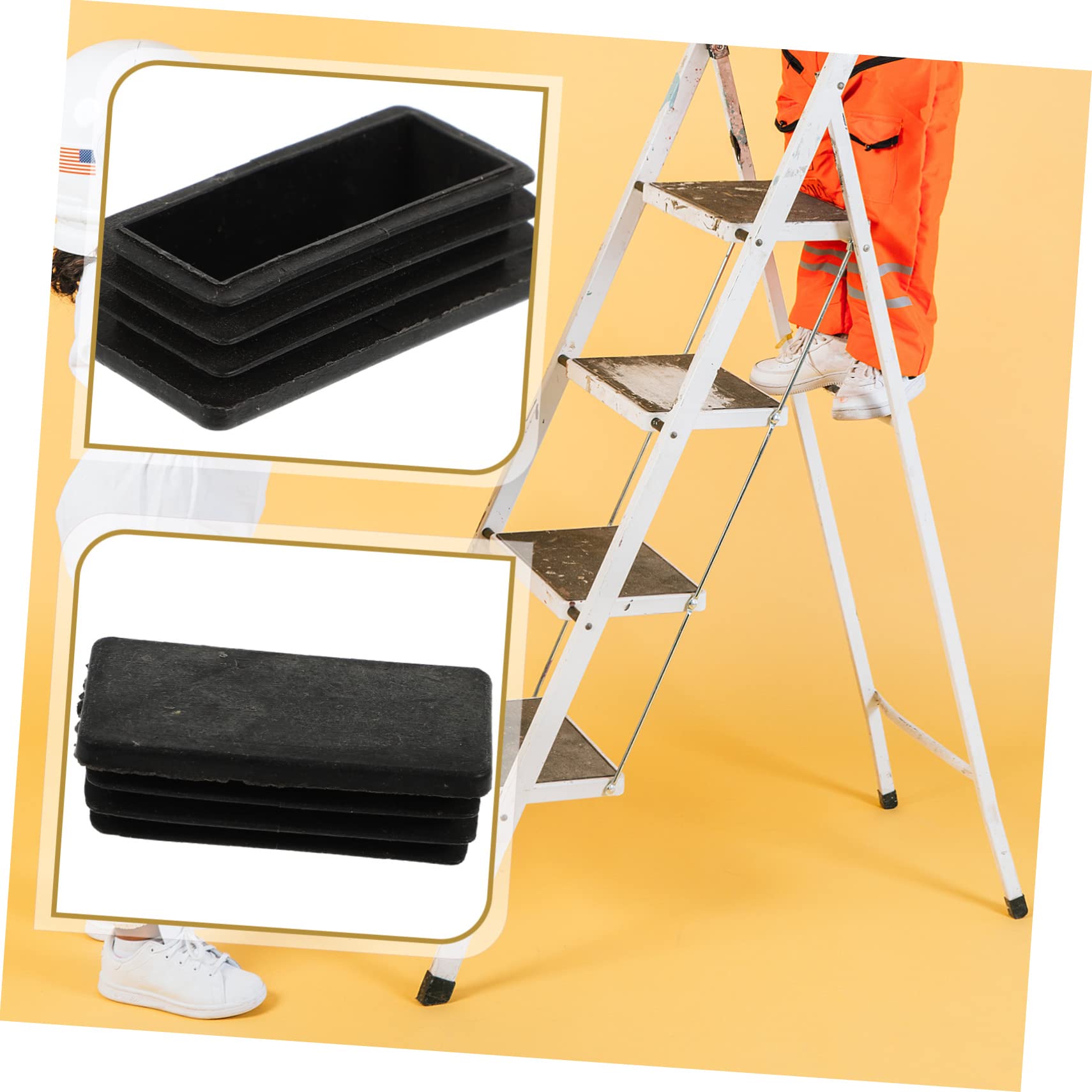 Jojofuny 4pezzi Coperture Antiscivolo Per Piedini Scala Gomma Protezione Duratura E Stabile Per Scale Design Con Righe Profonde Per Maggiore Grip Per Scale Pieghevoli E Fisse - 13