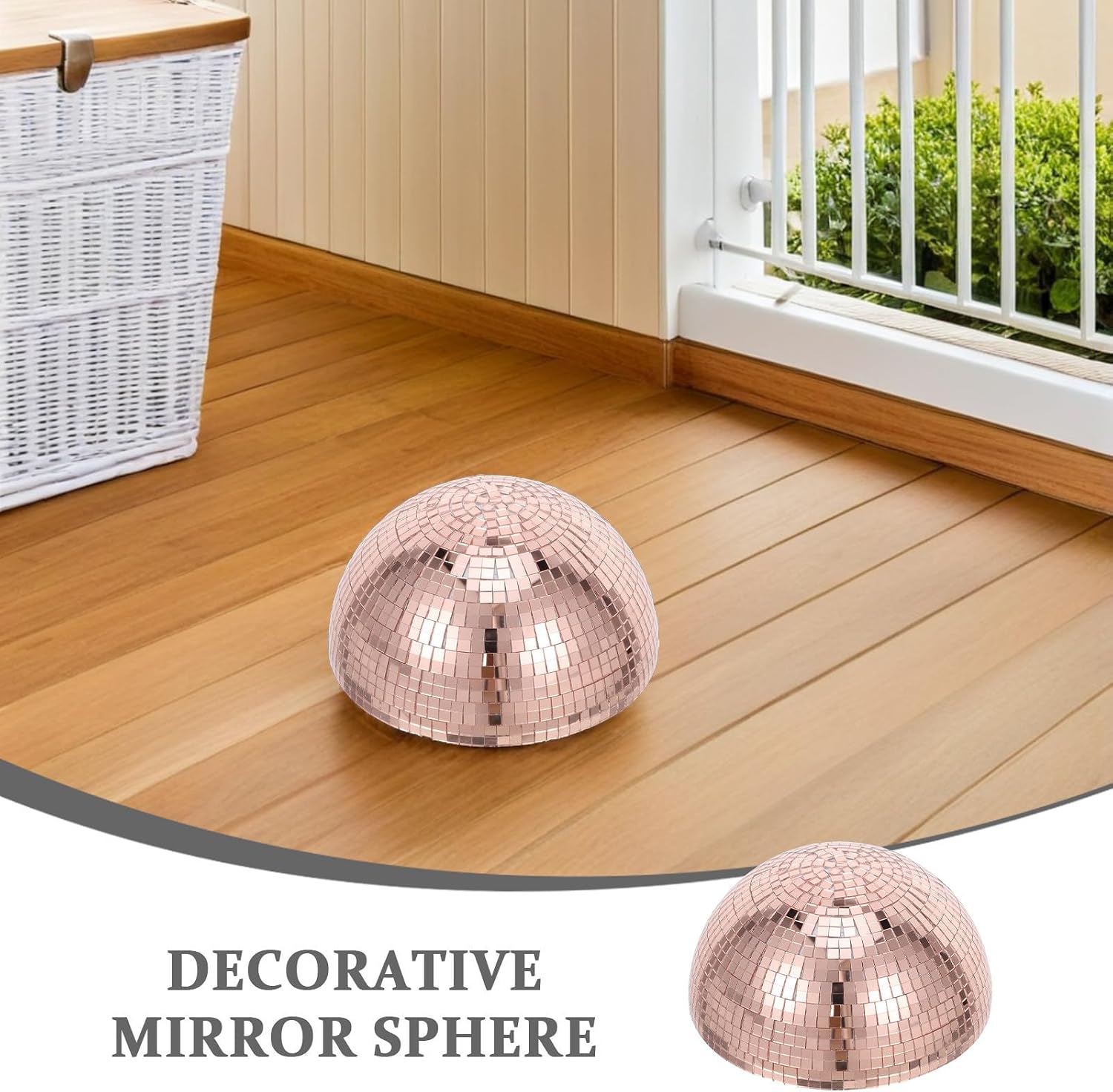 9.84 Inch Reflective Mirror Sphere Decorative Ball Made of Glass and Foam for Garden Decor and 80s Party with Sparkling 3D Vintage Style Hanging Gazing Globe