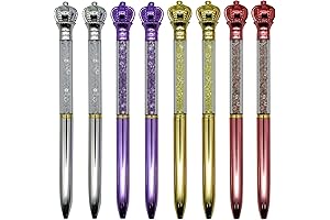 12PCS Crystal Crown Ballpoint Retractable Pens with Black Ink for Elegant Writing