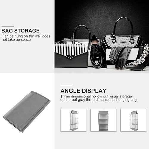 Miniatura 6 de COHEALI Gray Hanging Storage Holder with Compartments Dustproof Collecting Bag Organizer for Wardrobe Bedroom Living Mesh Material Transparent