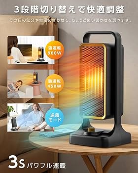 セラミックヒーター 電気ファンヒーター 小型 ヒーター パワフル 900W Amazon | POLENTAT セラミックヒーター 電気ファンヒーター 小型