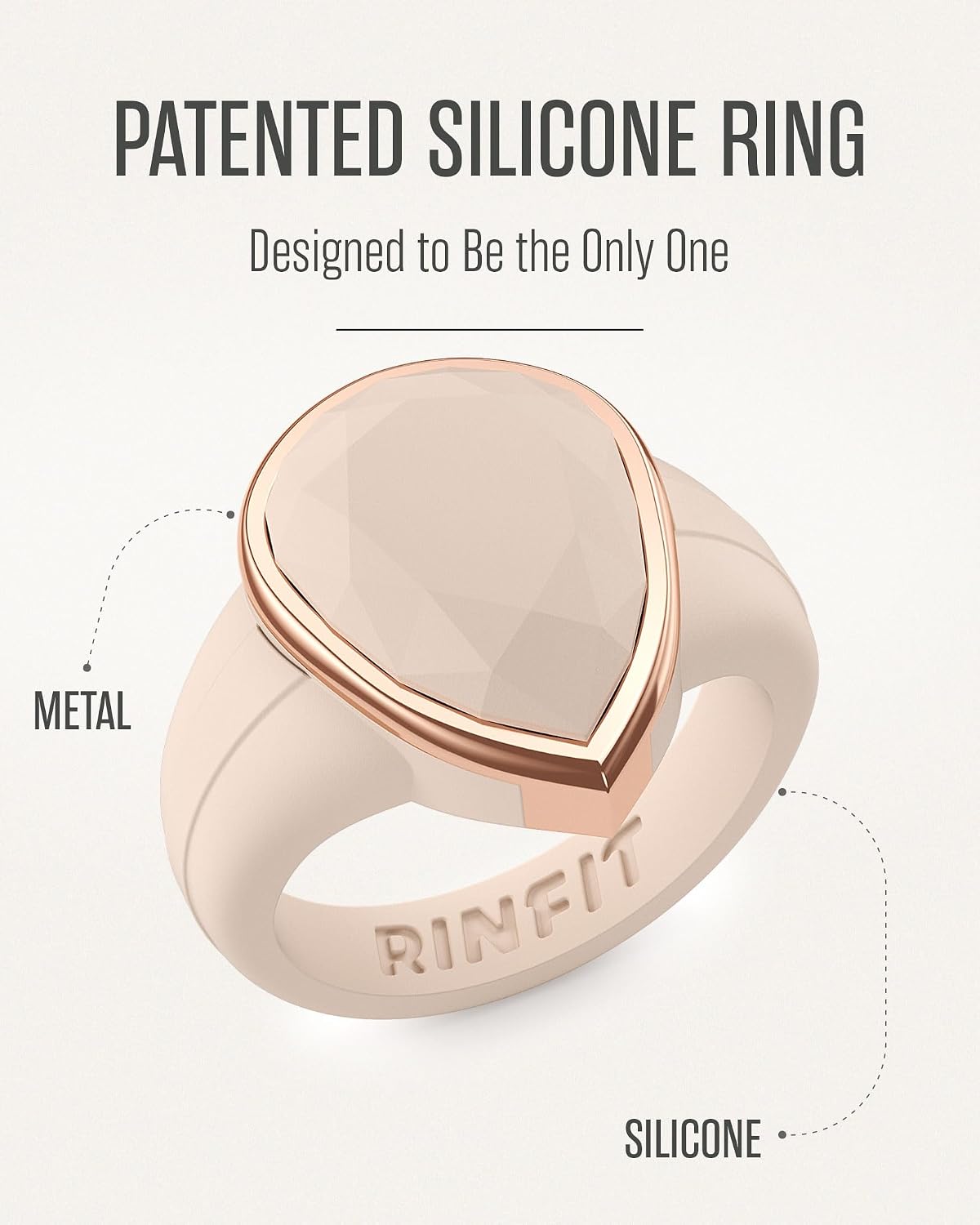 Rinfit Women's Silicone Rings - Engagement or Promise Rings for Her - Oversized Pear Silicone Wedding Bands Women - Patented Design
