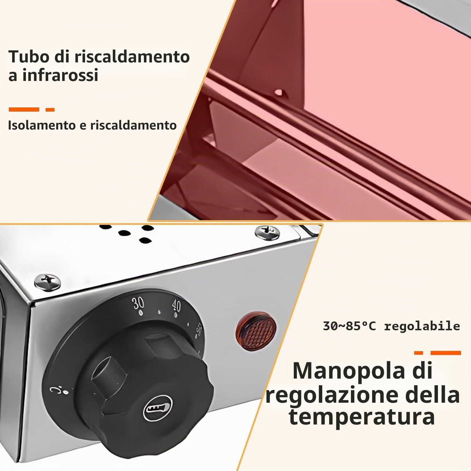 Lampada Riscaldante Cucina Temperatura Regolabile 30-85°C(60cm) | Sospeso Lampade Scaldavivande Cucina, Acciaio Inossidabile Lampada Riscaldante per Alimenti per Cucine, Buffet e Hotel