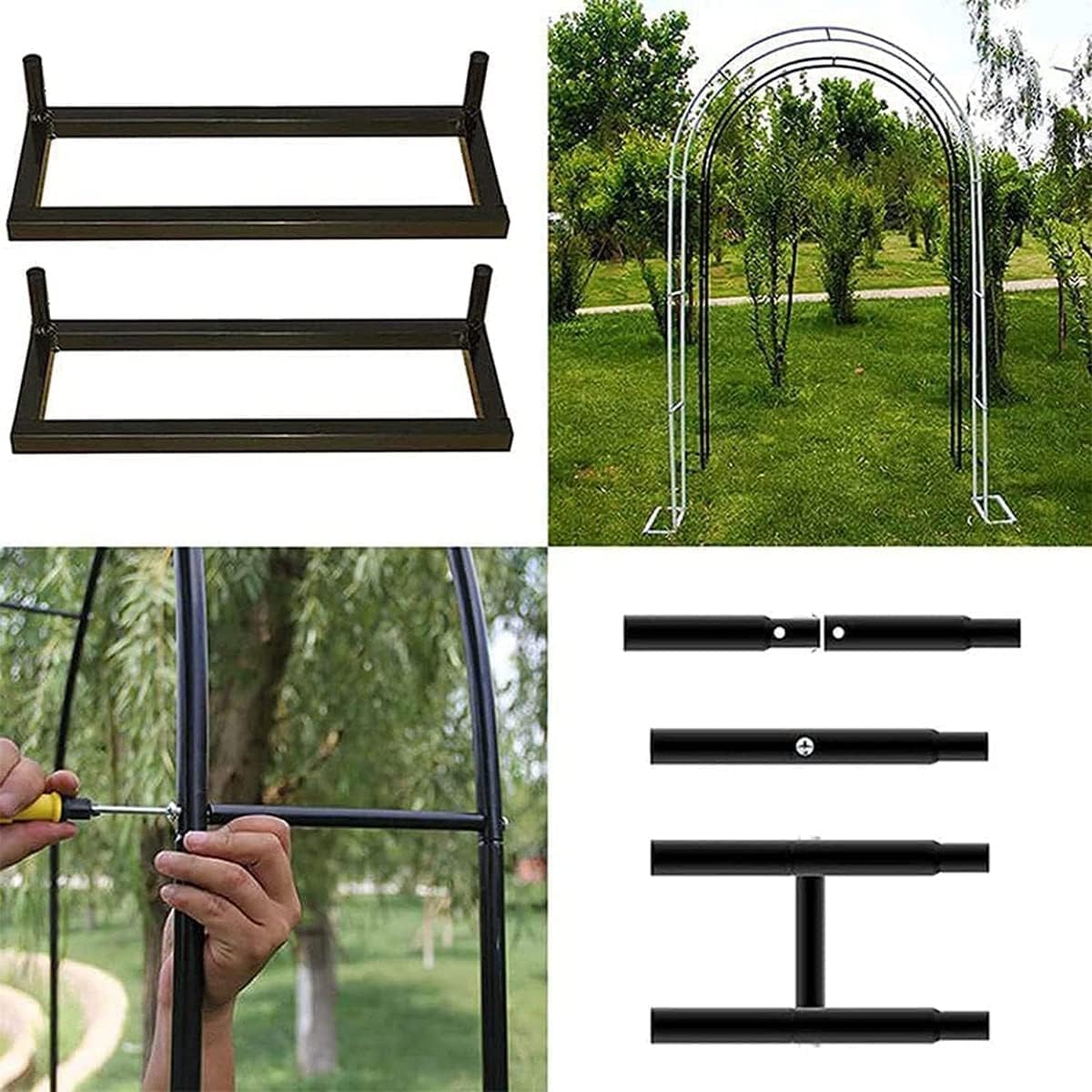 Zewnętrzny metalowy łuk ogrodowy 120-350 cm pergola krata do roślin pnących odporna na warunki atmosferyczne altana ślubna biała szer. 3 m x wys. 2,2 m - idealna do ogrodów i imprez