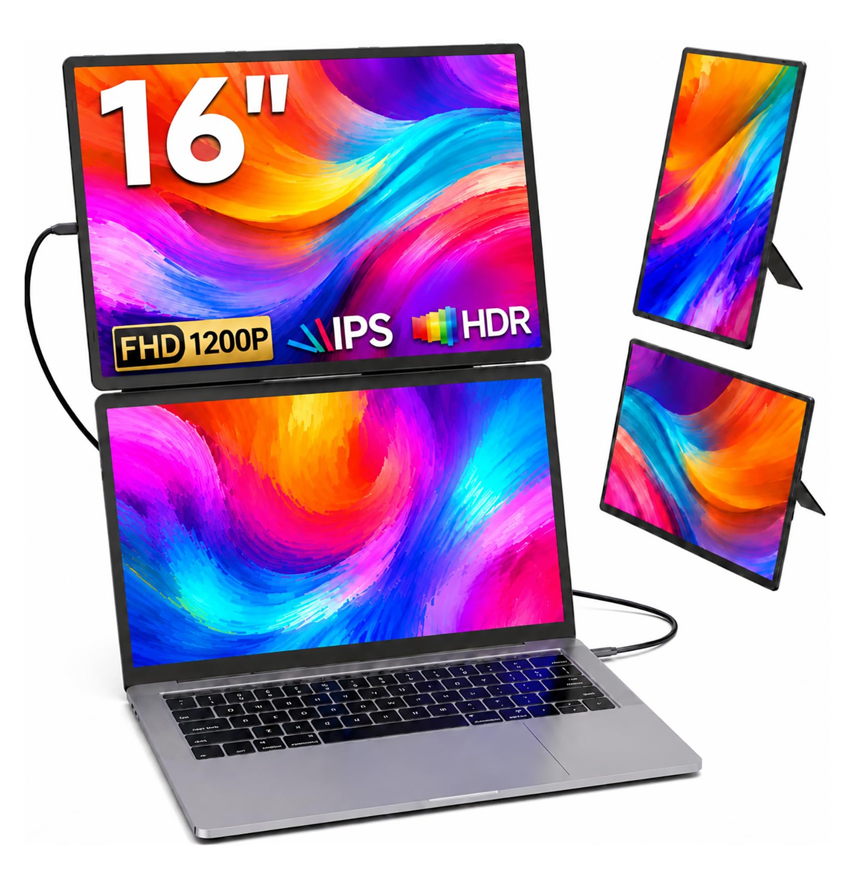 Photo 1 of **USED, INCOMPLETE** Ygretyrjh 16" Portable Monitor, 1200P FHD Laptop Screen Extender