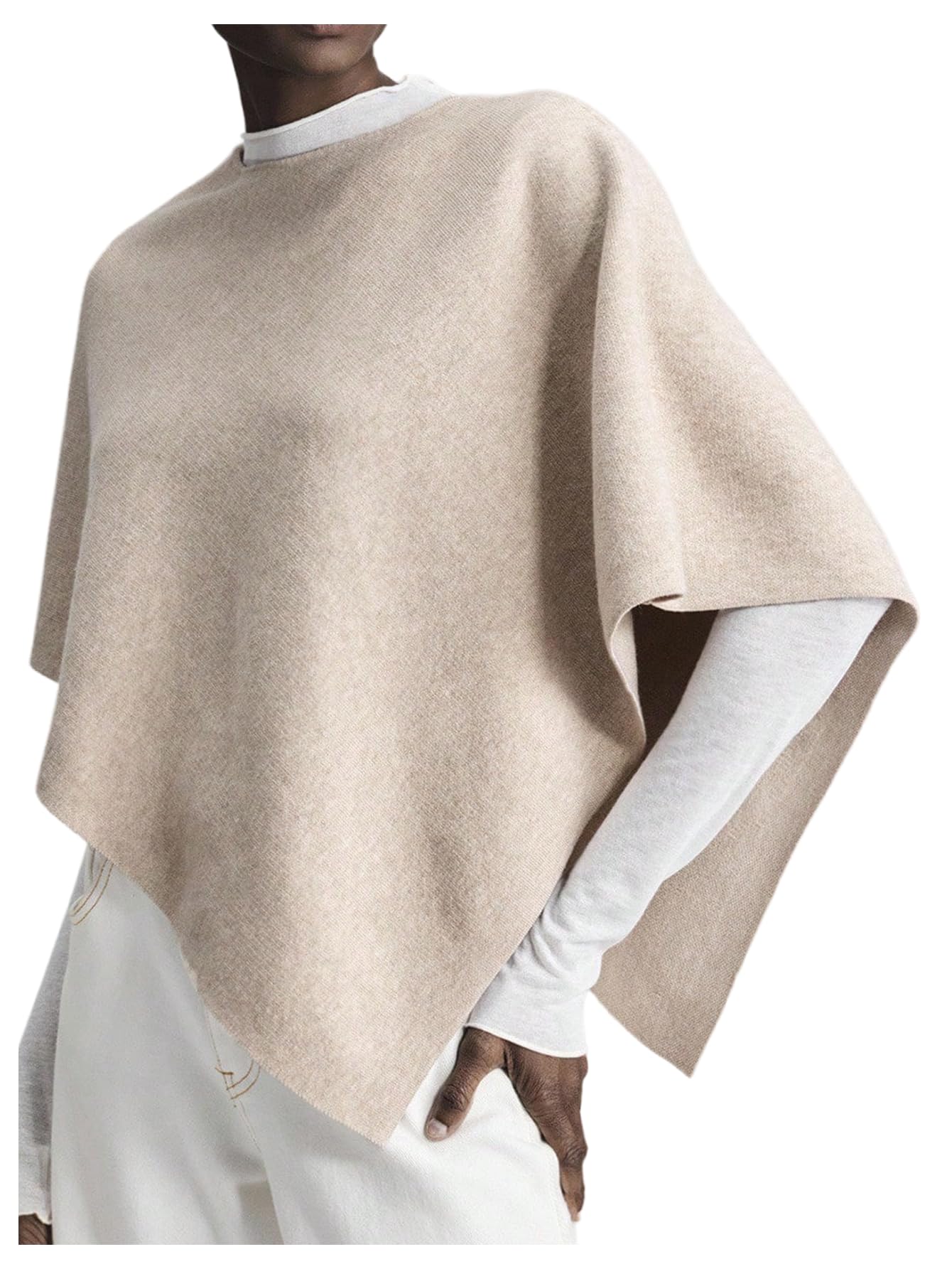 Verdusa Womens Old Money Clothes 3 4 Sleeve Asymmetrical Poncho Sweater Elegant Knit Shawl Tops Fall Outfits
