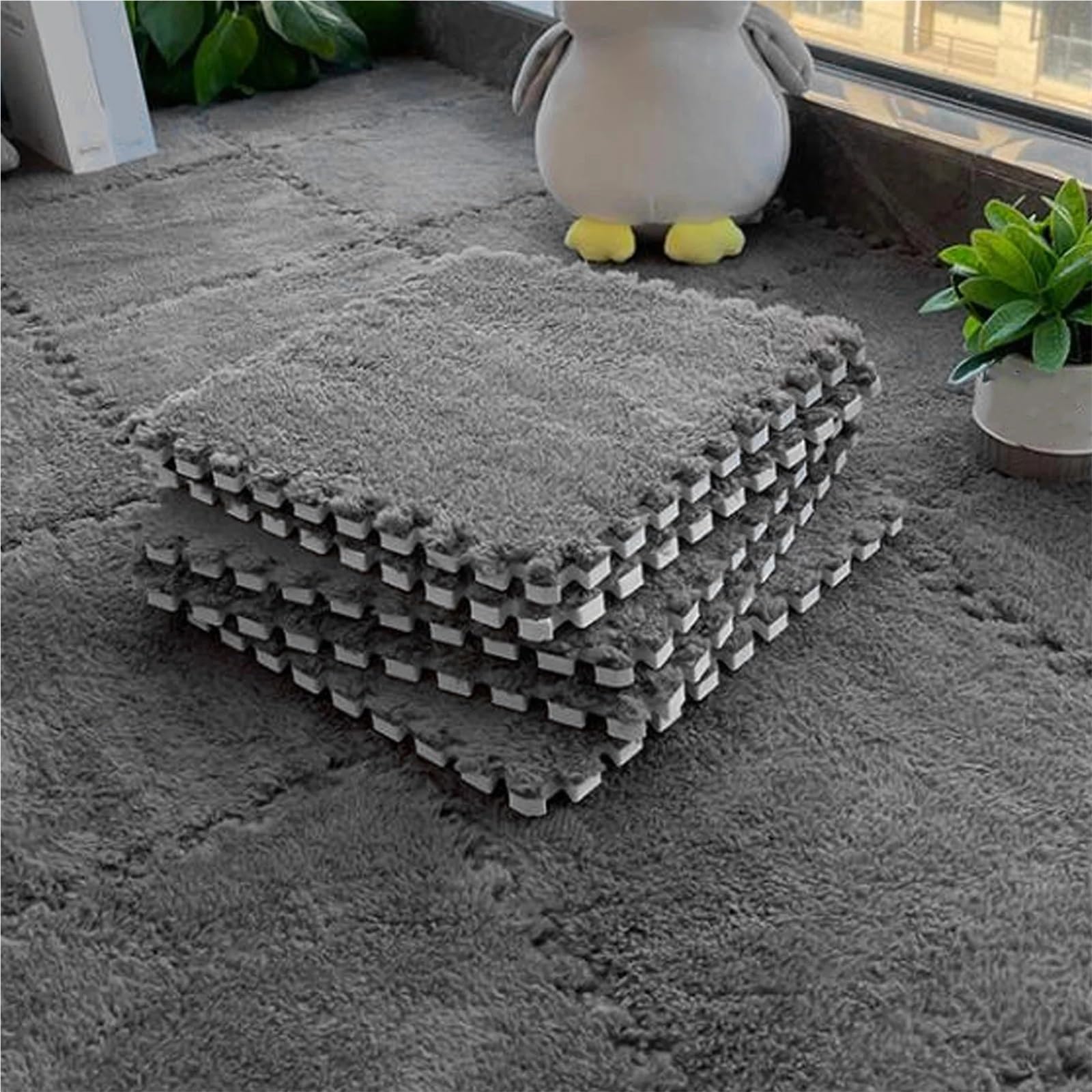 Pluszowa mata puzzlowa, Pluszowa piankowa mata podłogowa Puzzle wielokolorowa(Coffee)