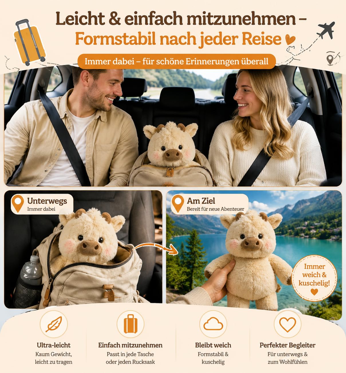 Moomoo Plüschtier, 45/60cm Das laufende Plüsch-Kälbchen, Zum Kuscheln und Spielen Geeignet, um Stress Abzubauen, Laufende Kuh – Kuscheltier Als Geschenk für Jungen und Mädchen (Schwarzer Panda,45cm)