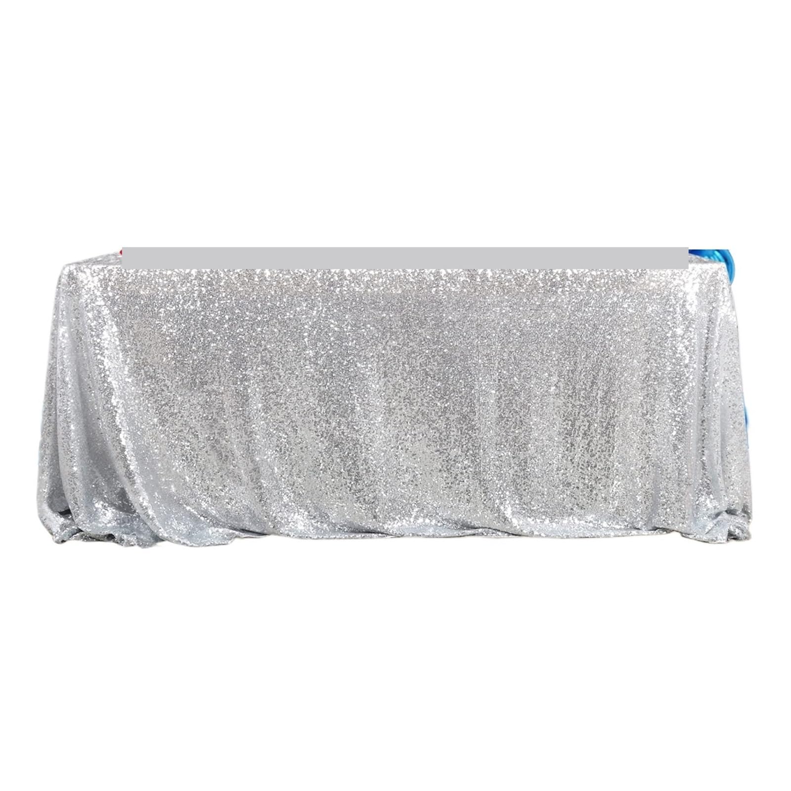 L6NqIAG Sequin Tablecloth Sparkly Sequin Tablecloth Rectangle Table Overlays Party Decorations Vintage Wedding Cloth(Silvery,100x130cm)