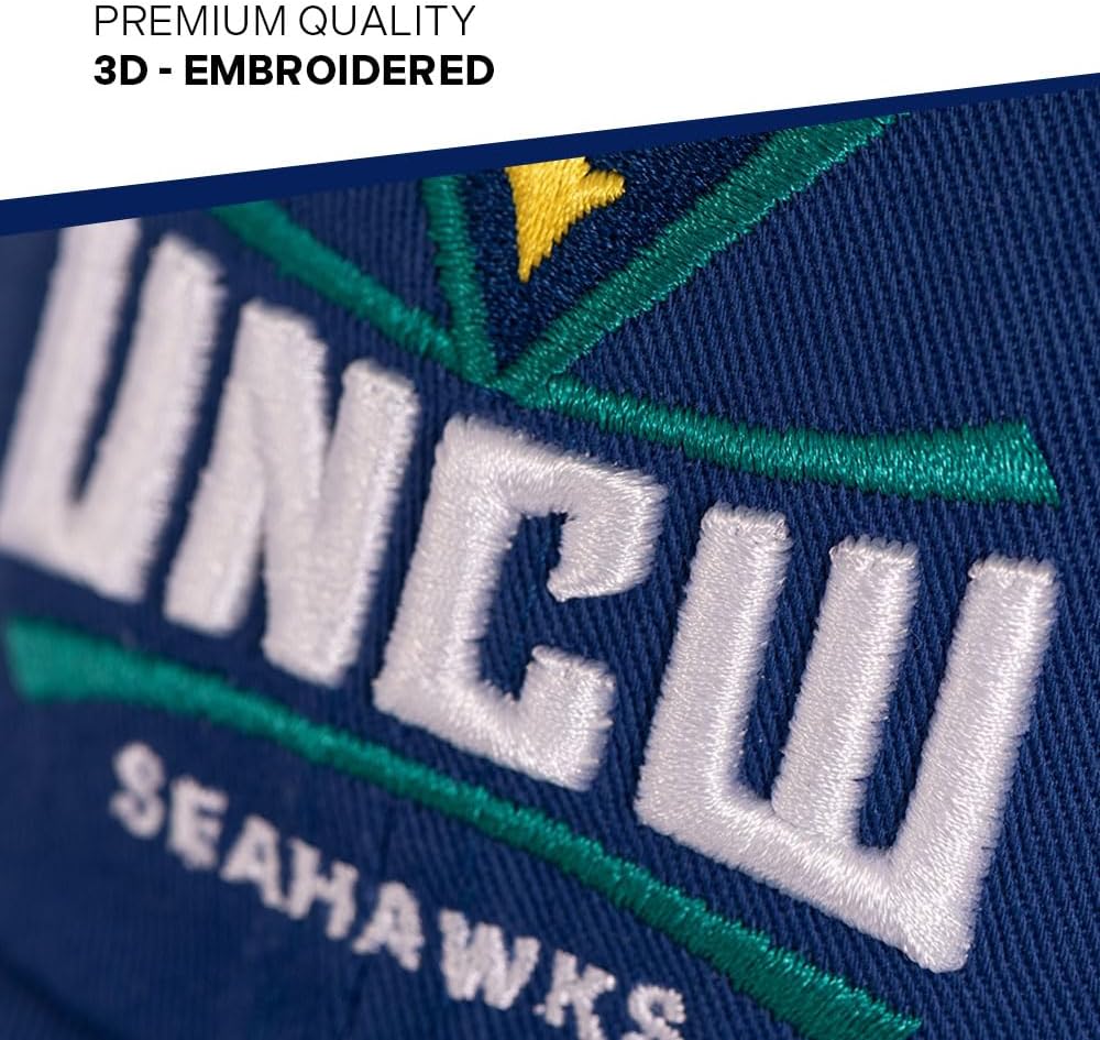 Desert Cactus University of North Carolina Wilmington Baseball Hat Seahawks UNCW Brimmed Embroidered Cap Adjustable Cloth Strap Adult (Style A) Blue