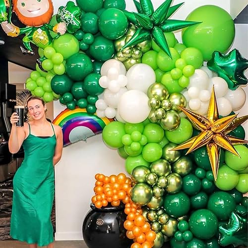 Miniatura 4 de Zesliwy Globos de látex verde para fiesta, 100 globos de color verde oscuro de 12 pulgadas y globos verde claro con cinta verde para fiesta temática