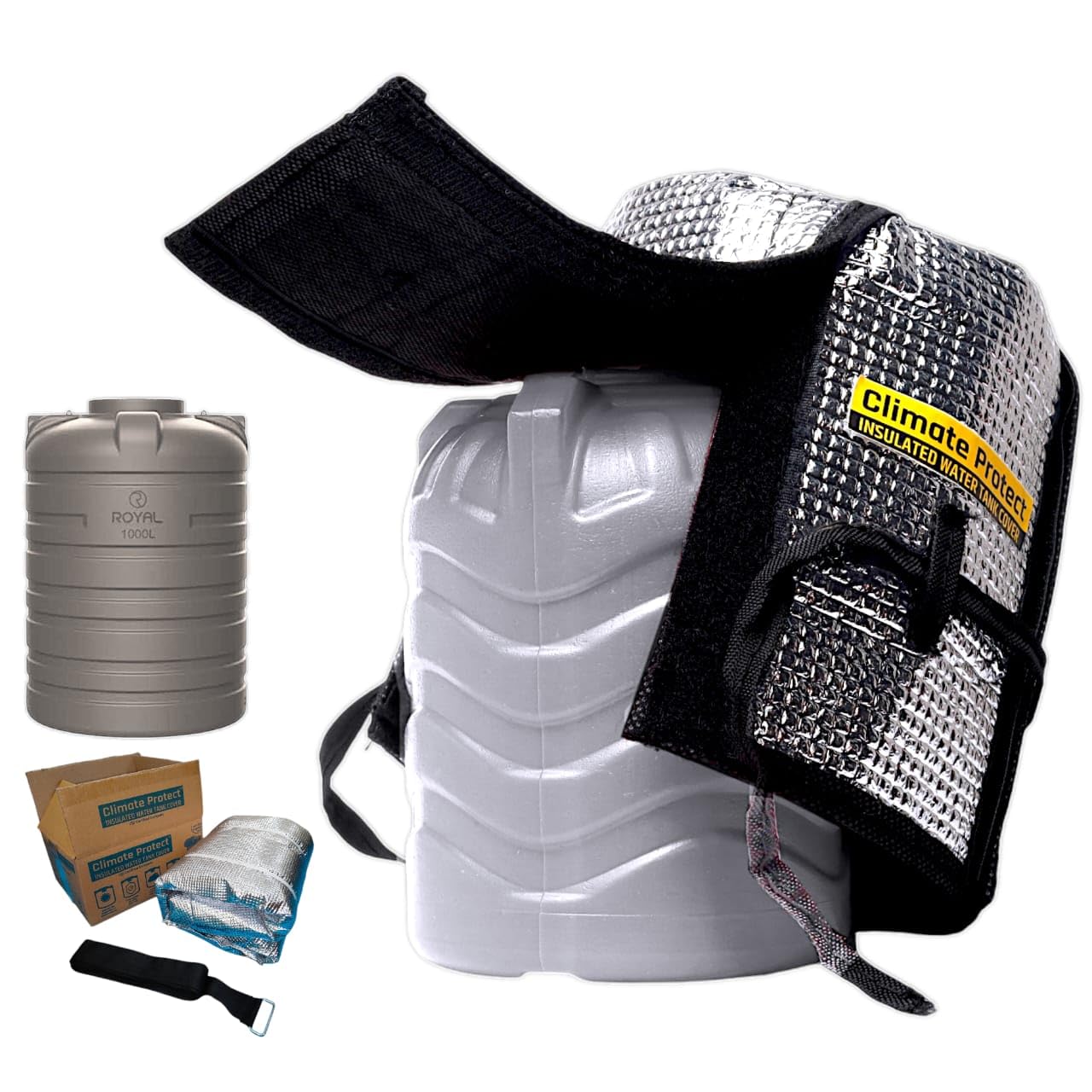 Climate Protect Insulated Water Tank Cover - Universal Fit for 1000 Litre Tanks | Energy Saving | Keeps Water Cool in Summer & Warm in Winter | Durable 3-Layer Protection-image-49