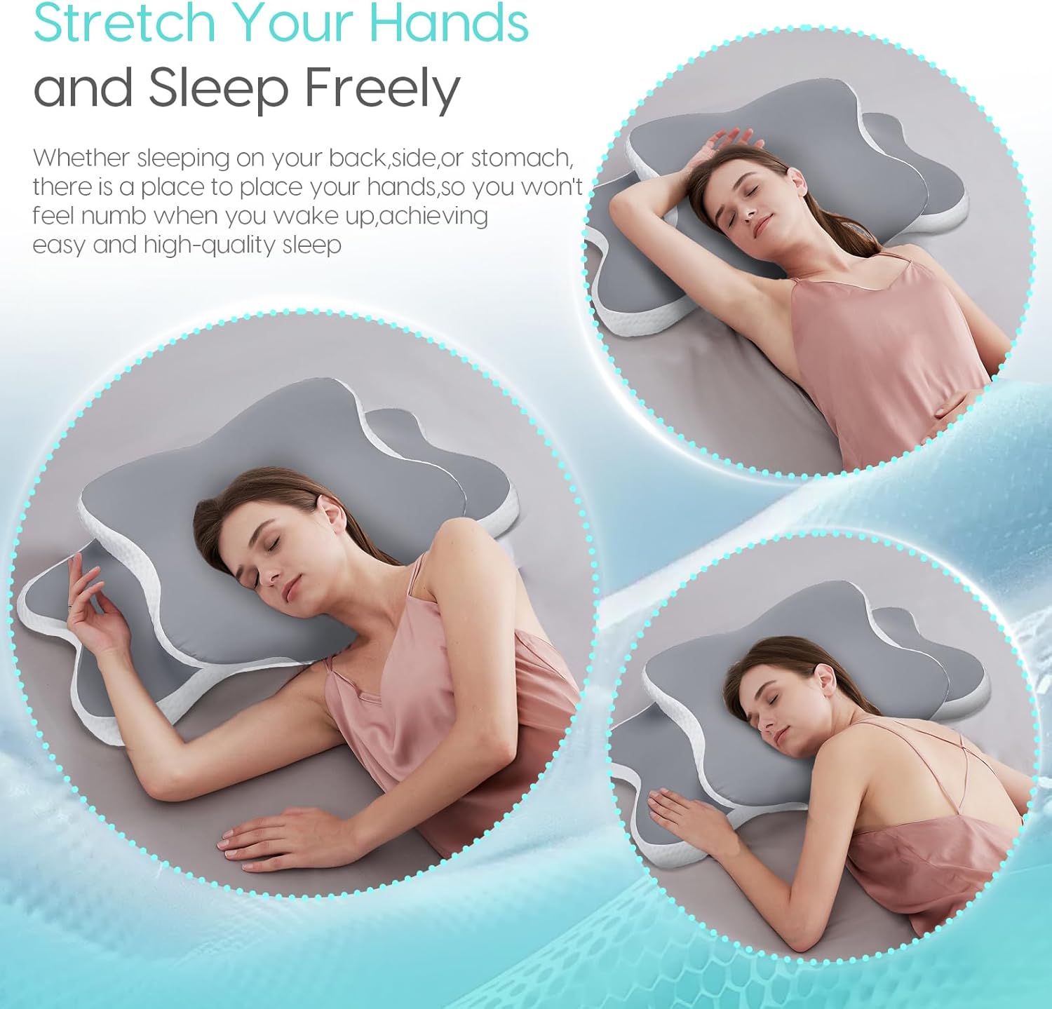 GOXIFACA Memory Foam Pillow, Cervical Pillow for Neck and Shoulder, Orthopedic Pillow, Ergonomic Neck Support Pillow for Side Back Stomach Sleepers with Removable Pillowcase, Grey 4 71WsrNdWzCL. AC SL1500