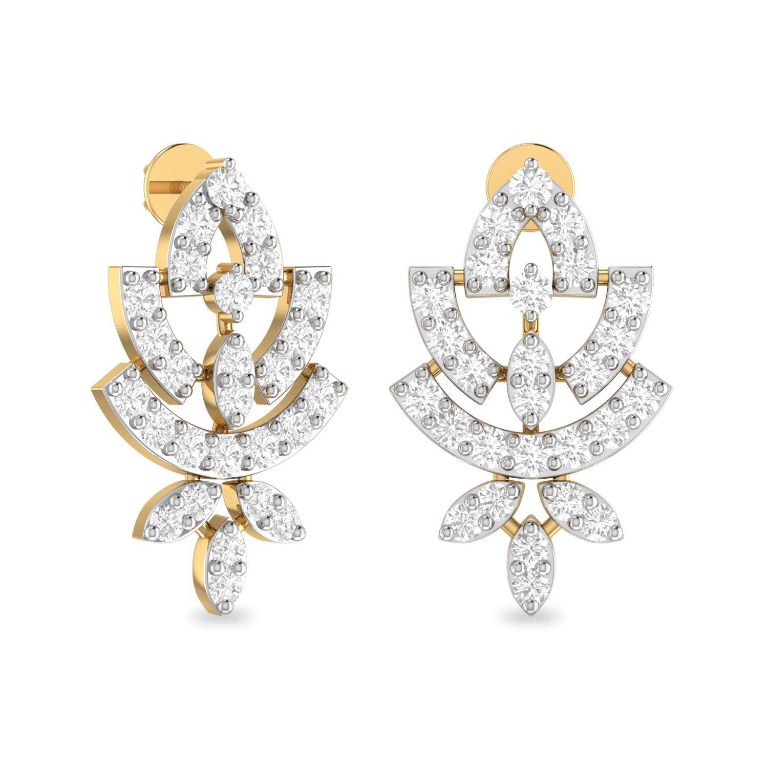 pc jeweller The Urmah 18KT Yellow Gold & Diamond Earring-picture-12