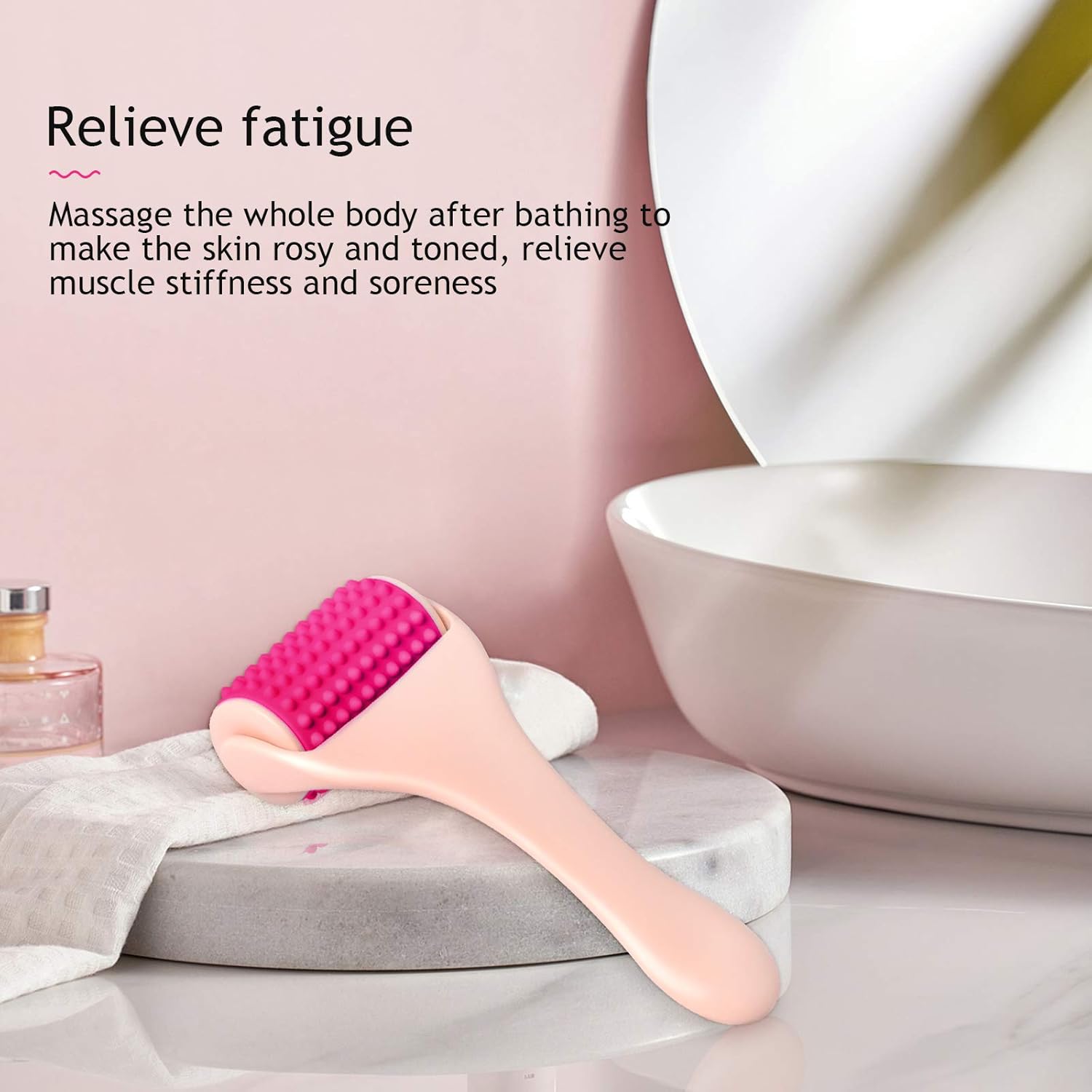 Fascia Muscle Roller, ITME Silicone Manual Cellulite Massager Beat Portable Fascia Roller for Muscles Relief, Neck, Arm, Leg, Back, Body Roller Deep Tissue Massage Stick Tools (Hot Pink) : Health & Household
