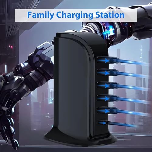 Miniatura 4 de Estación de carga USB para múltiples dispositivos, torre de carga multipuerto, puerto USB-C compatible con carga rápida PD compatible con iPhone,