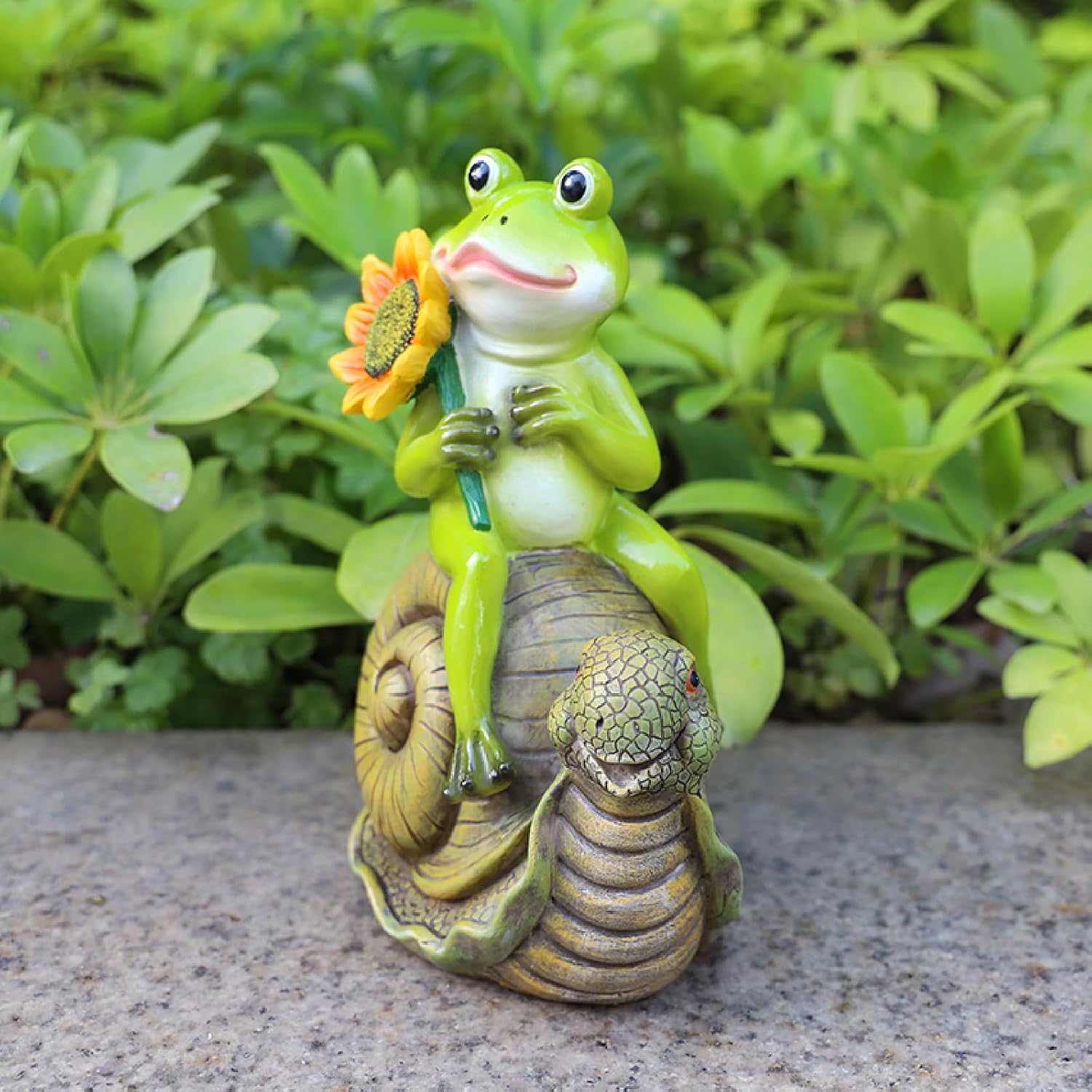 Resin Frog Snail Sculpture, Novelty Garden Statue for Yard Desk image 5