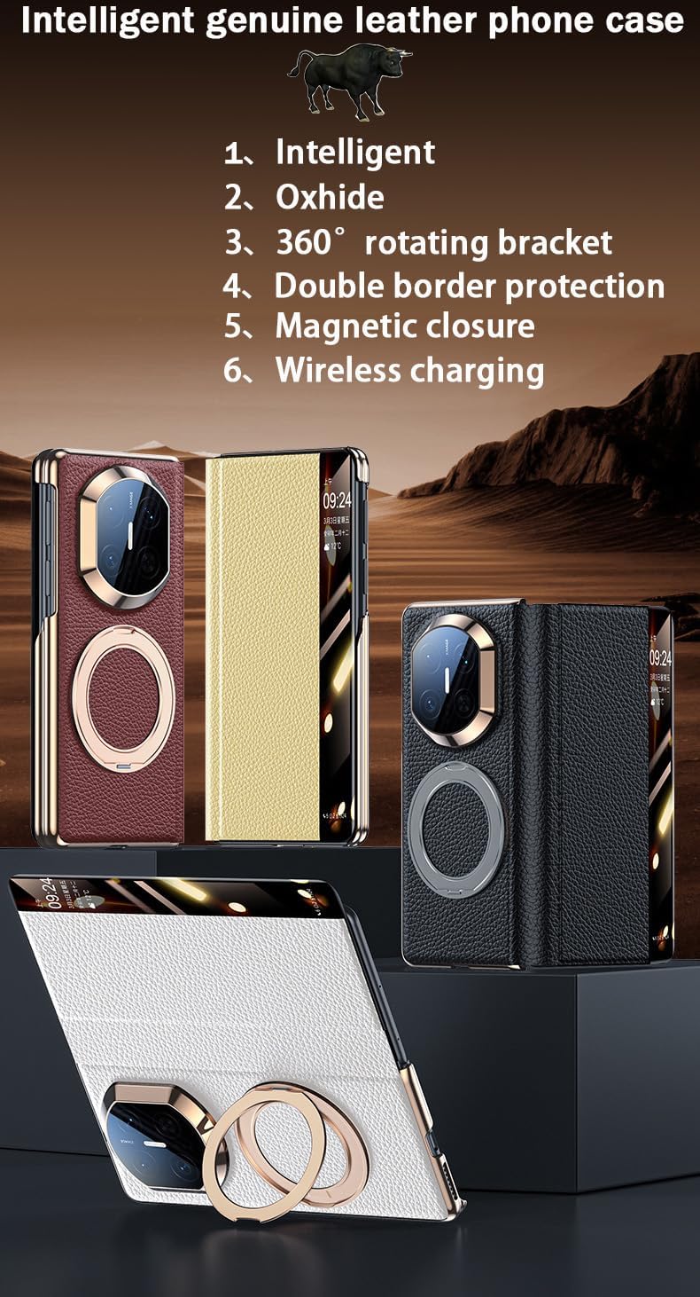 Intelligent Leather Mobile Phone Case for Huawei Mate X7. Magnetic, Kickstand, Smart Cellphone Cover/Shell for Mate X 7