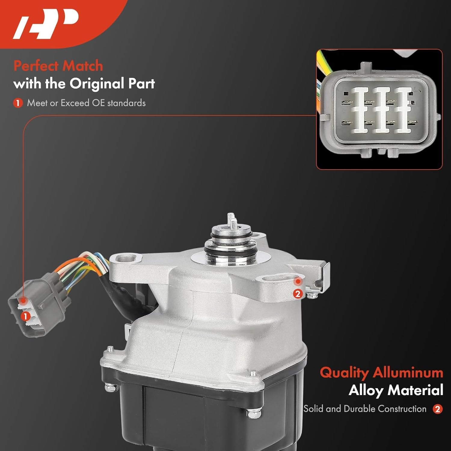 A-Premium Ignition Distributor with Cap and Rotor Compatible with Honda Civic 1992-1995, Civic del Sol 1993-1995, 1.5L 1.6L