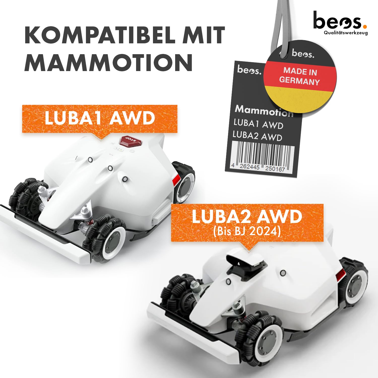 BEOS Messerscheibe kompatibel mit Mammotion LUBA1 AWD LUBA2 AWD 6X Klingen glasfaserverstärkte Drehscheiben Made in Germany