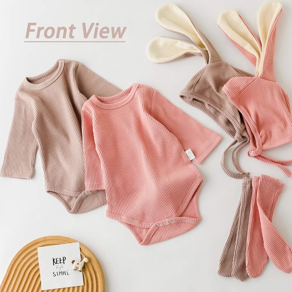 Baby Boys Girls Bunny Outfit My First Easter Costumes Infant Newborn Bodysuit Romper with Long Ear Hat 0-24 Months