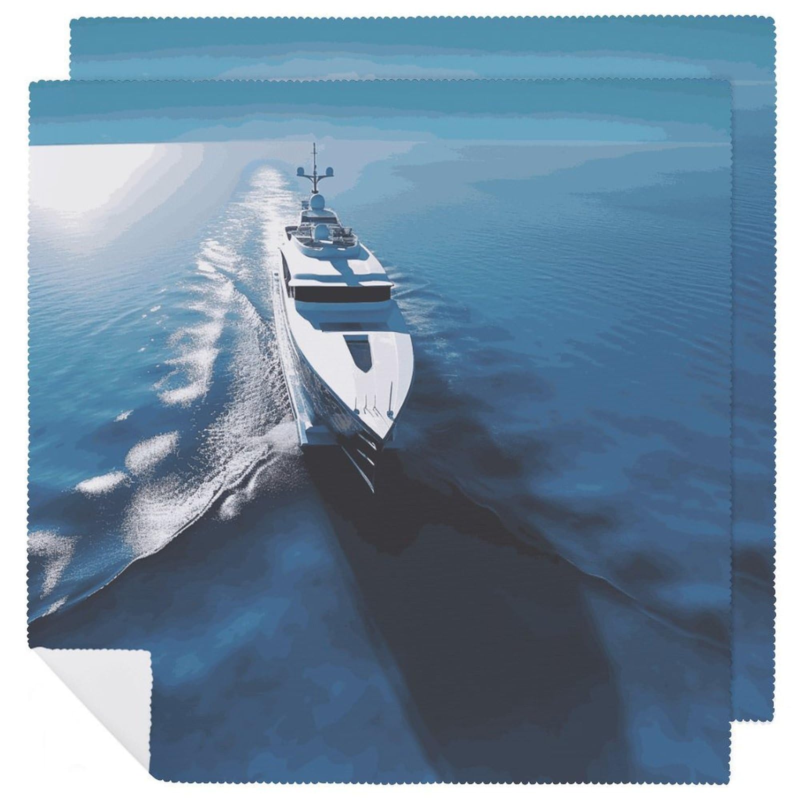 Yacht Cloth Napkins Soft Washable Fabric Cloth Table Napkins Absorbent Dinner Napkins Reusable Square Napkins Cloths for Dining Holiday Home Hotel 2 PCS