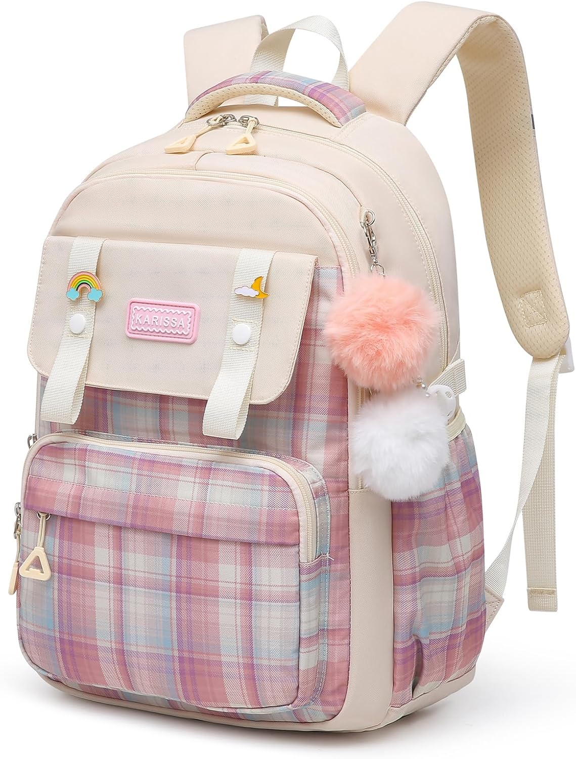 Teen Girls Backpack Aesthetic Laptop Bookbag Elementary Middle School Travel Daypacks Mochilas Escolares Beige